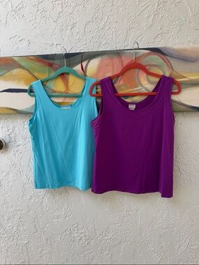 Chico's Microfiber Tank Duo in Aqua and Purple Size 2/LG